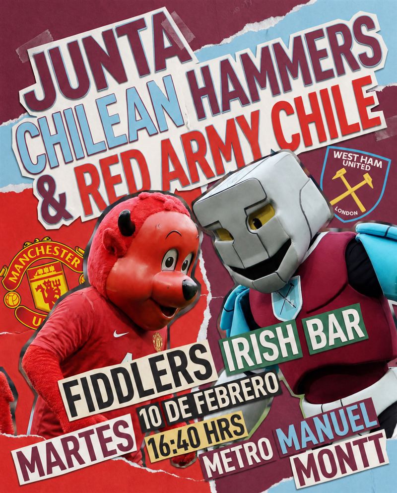 Afiche: Junta Chilean Hammers & Red Army Chile, 10 de febrero